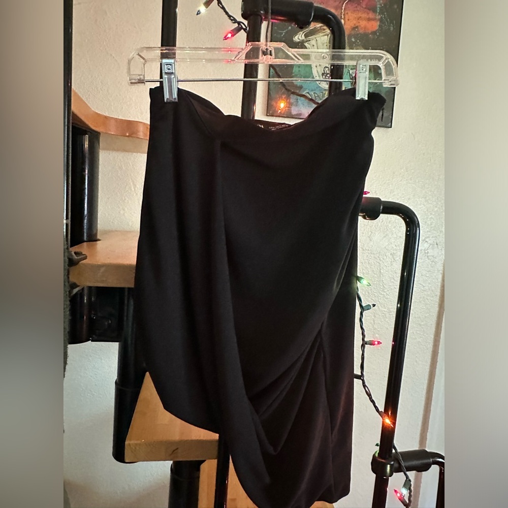 Zara Black Draped Asymmetric Skirt